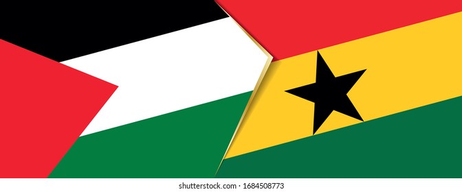 Palestine and Ghana flags, two vector flags symbol of relationship or confrontation.