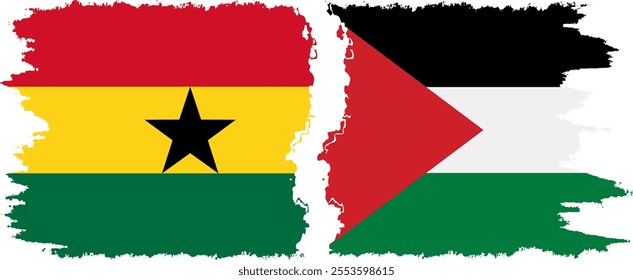 Palestine and Ghana grunge flags connection, vector