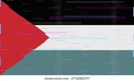 Vector Video de bandera de falla de Palestina, distorsión dividida RGB, ilustración de marco abstracto digital