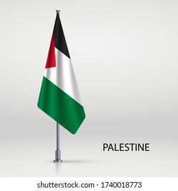 Palestine hanging flag on flagpole