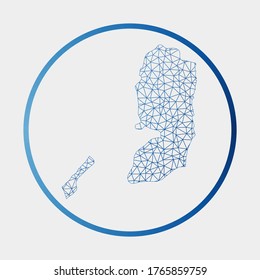 Palestine icon. Network map of the country. Round Palestine sign with gradient ring. Technology, internet, network, telecommunication concept. Vector illustration.