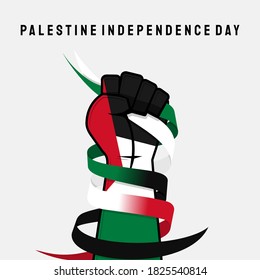 Palestine Independence Day with Gripping hand the ribbon design.