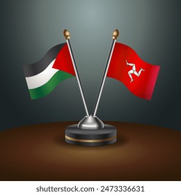Palestine and Isle of Man table flags relation with gradient backgrund