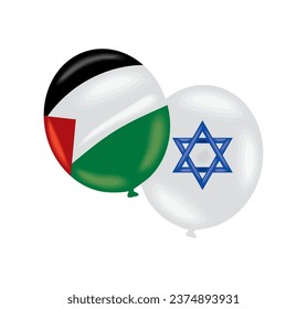 palestine and israel flags in balloons helium design