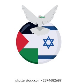 palestine and israel flags with peace dove design