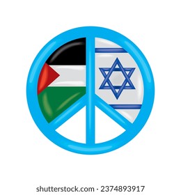 palestine and israel flags in peace emblem design