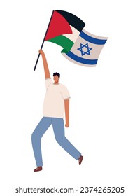 palestine and israel war, man fighting for peace design