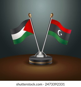 Palestine and Kingdom of Libya table flags relation with gradient backgrund