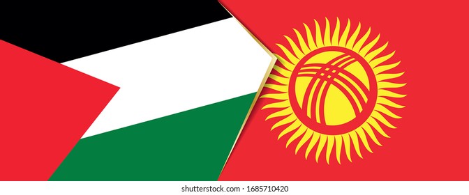 Palestine and Kyrgyzstan flags, two vector flags symbol of relationship or confrontation.