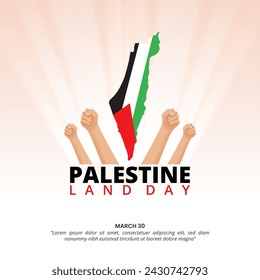 Palestine Land Day background with raised hands