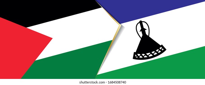Palestine and Lesotho flags, two vector flags symbol of relationship or confrontation.