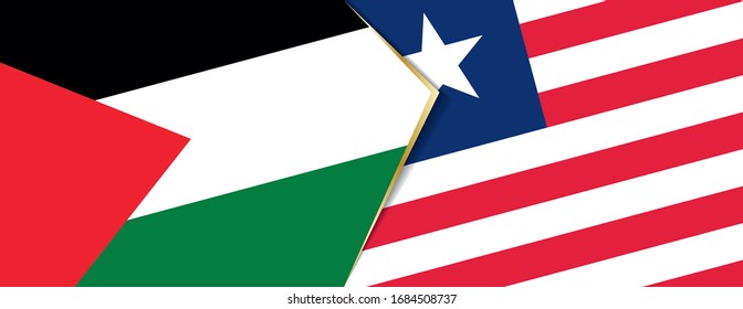 Banderas de Palestina y Liberia, dos banderas vectoriales símbolo de relación o enfrentamiento.