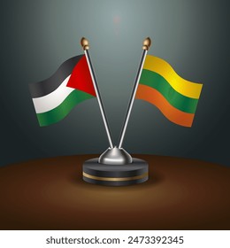 Palestine and Lithuanian table flags relation with gradient backgrund