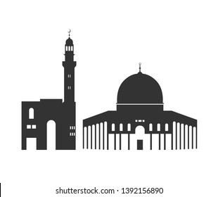 Palestine logo. Isolated Palestinian architecture on white background