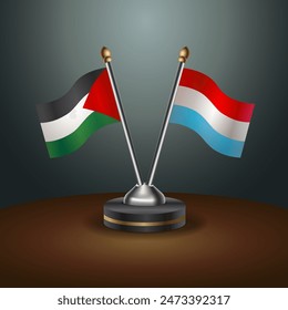 Palestine and Luxembourg table flags relation with gradient backgrund