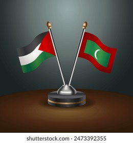 Palestine and Maldives table flags relation with gradient backgrund