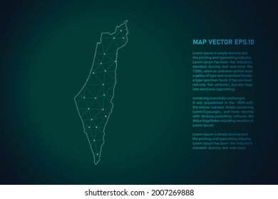 palestine map. Abstract mash line and point scales on dark background . 3D mesh polygonal network line, design sphere, dot and structure. Vector illustration eps 10.