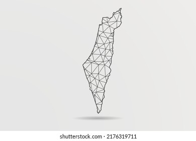 Palestine Map - Abstract mash line and point scales on white background with World Map. Wire Frame 3D mesh polygonal network line, design sphere, dot and structure - Vector illustration eps 10