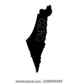 Palestine map with administrative divisions. Vector illustration.