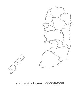 Palestine map with administrative divisions. Vector illustration.