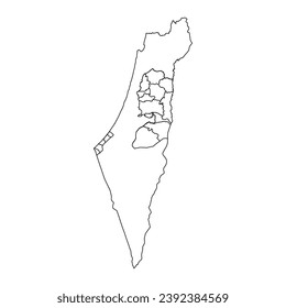 Palestine map with administrative divisions. Vector illustration.
