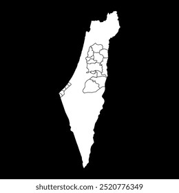 Mapa da Palestina com divisões administrativas. Ilustração vetorial.