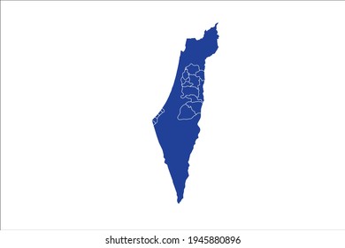 Palestine Map blue Color on White Backgound