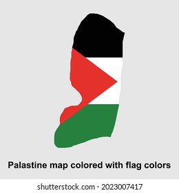 Palestine map colored with flag colors isolated vector illustration