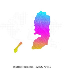 Palestine map in colorful halftone gradients. Future geometric patterns of lines abstract on white background. Vector Illustration Eps10.
