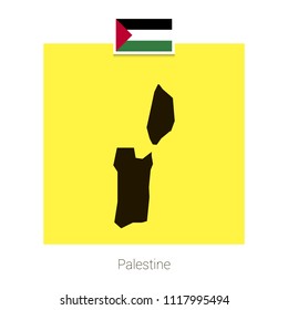 Palestine map design with flag and yellow background vector