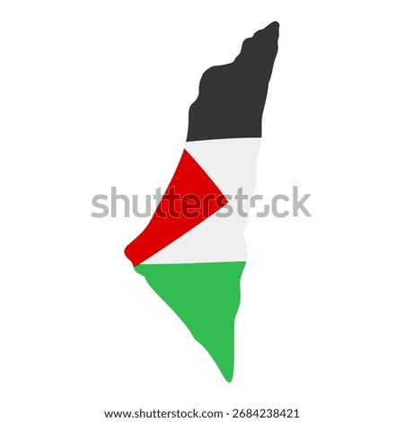 Palestine map with flag color isolated on white background, vector illustration design