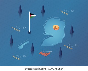 Palestine Map Flag Currency Modern Isometric Stock Vector (Royalty Free ...