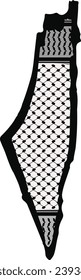 Palestine map, flag with kufiyah pattern