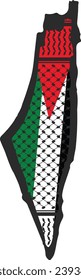 Palestine map, flag with kufiyah pattern