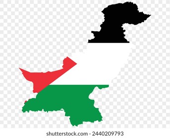 Palestine map flag on transparent  background. vector illustration. 