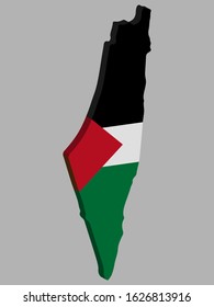 Palestine Map flag Vector 3D illustration eps 10