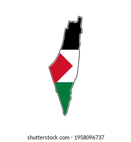 Palestine Map Flag Vector Illustration Isolated on White