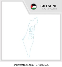 Palestine map and flag in white background