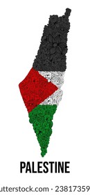 Palestine Map with a floral collection pattern.