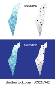 Palestine map in geometric polygonal style. Abstract gems triangle.