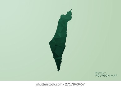Palestine Map - Green Polygon Style Vector Illustration, Low Poly Geometric Design with Clean Silhouette on soft green Background.