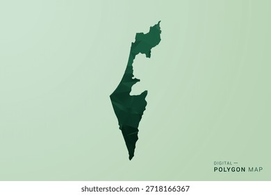 Palestine Map - Green Polygon Style Vector Illustration, Low Poly Geometric Design with Clean Silhouette on soft green Background.