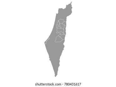 palestine map. High detailed map of palestine on white background. Vector illustration eps 10.