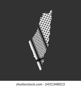 Palestine Map illustration with Palestinian keffiyeh pattern