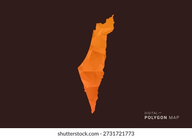 Mapa de Palestina - bajo Vector de polígono polivinílico, silueta triangulada geométrica en tonos naranja y marrón oscuro, estilo infográfico moderno limpio, fondo aislado.
