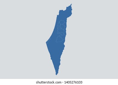 Palestine map on gray background vector, Palestine Map Outline Shape Blue on White Vector Illustration, Map of Asia. Symbol for your web site design map logo. app, ui, eps10.