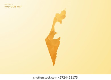 Mapa de Palestina - Ilustración vectorial de estilo polígono en diseño geométrico de bajo poli amarillo y naranja, silueta minimalista moderna, aislada para infografía.