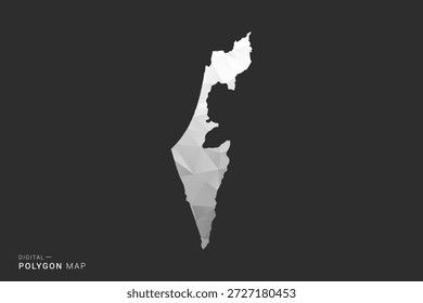 Palestine Map - Polygon style vector illustration in black, gray and white low poly geometric design, minimal silhouette, isolated for infographic.