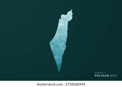 Mapa de Palestina - Ilustración vectorial de estilo polígono en diseño geométrico de bajo poli verde y azul, silueta mínima limpia para infografía.