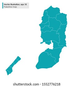 palestine map with regions vector illustration on white background